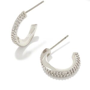 Kendra Scott Ella Huggie Earrings - Silver White Crystal